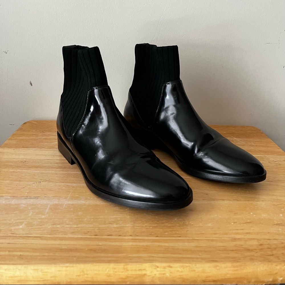 Vince Chelsea Sweater Cuff Leather Boots